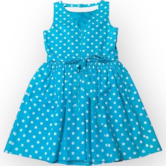 Cynthia Rowley Turquoise White Polka Dot Fit & Flare Sleeveless Dress size 8 - Picture 9 of 11